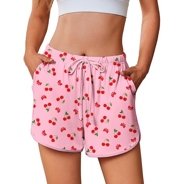 Ekouaer Womens Pajama Shorts Elastic Waist Sleep Shorts Stylish Lounge