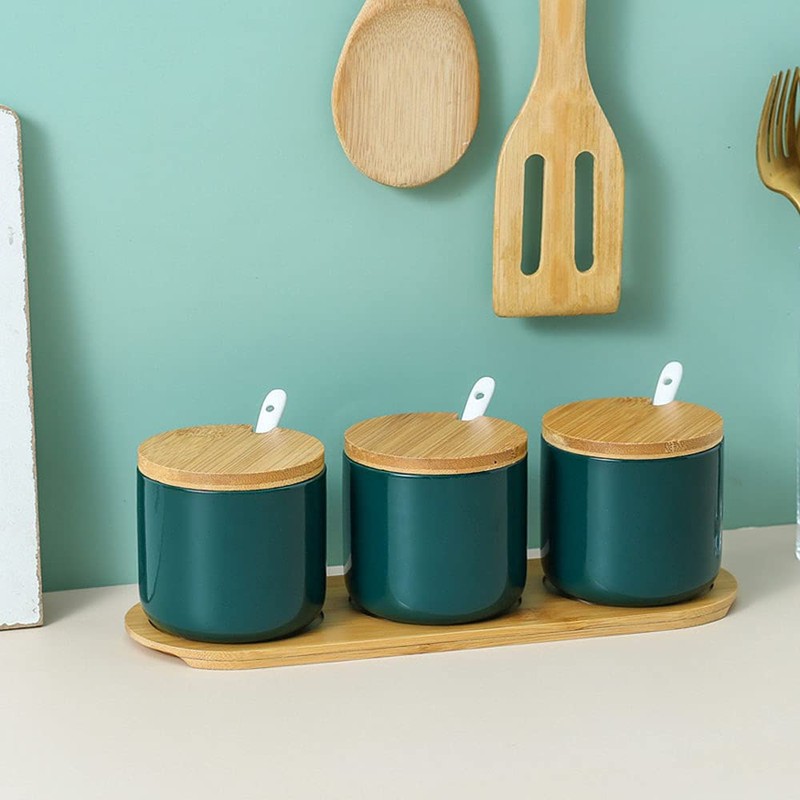 RockTrend Simple Pure Color Ceramic Spice Jar Seasoning Box Condiment