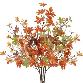 Sggvecsy 4 Pack Artificial Fall Greenery Stem Autumn Faux Flowers Silk Faux Plants Fall Leaves Branches for Vase Indoor Outdoor Home Festival Table Centerpieces Thanksgiving Decoration