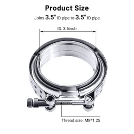 EVIL ENERGY 3.5 Inch V Band Clamp with Flange Male Female Stainless Steel
