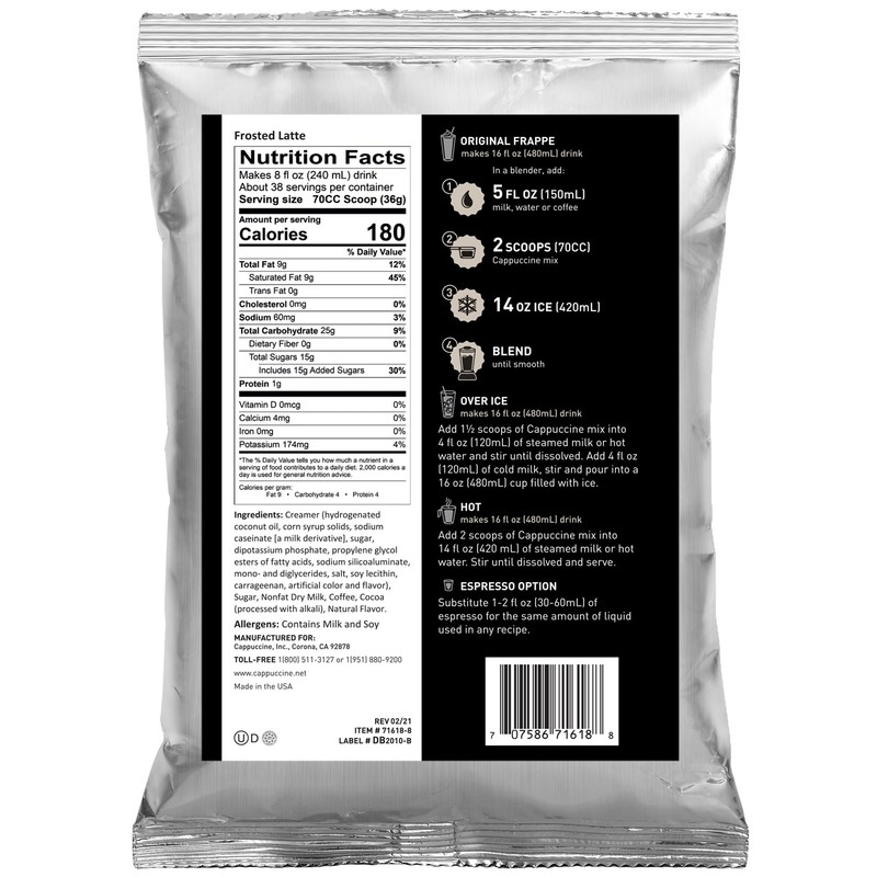 Cappuccine Frosted Latte Frappe Mix, 3 Pound (Pack of 1)
