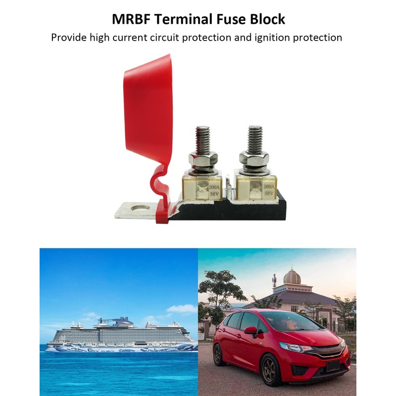 MRBF Terminal Fuse Blocks with Fuse, Dual Studs 5/16" (M8)