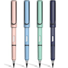 HUBTURE Everlasting Pencil Infinite Pencil, Infinity Pencil With Eraser, Inkless Magic Pencils, Portable Reusable Erasable Writing Pencil (4 Pcs), Black