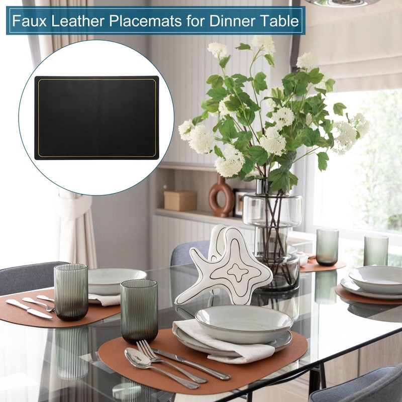 sourcing map 4 Pcs Faux Leather Placemats for Dinner Table,