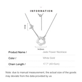 AMINKINA 14K Gold Jade Flower Necklace, Beautiful Butterfly Necklace, For Wife,Girlfriend's Valentine's Day,Birthday Gift (White Gold, 14K)