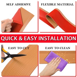 Vinyl Wall Base Baseboard Molding Trim 4" Flexible Self Adhesive Rubber Wall Base Moulding Trim Peel and Stick Design, 4 Inch x 20 Feet, Yellow Wood Grain