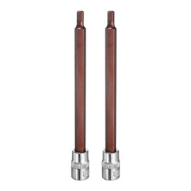 sourcing map 4mm Hex Bit Socket 1/4" Drive SAE S2 Steel Square Drive Socket Extension Impact Bit Socket Ratchet Wrench Accessories for Turns Power Drill Into Nut Driver 2 Pcs