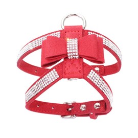 Rhinestone Bowtie Dog Harness Cute Sparkly Soft Funny Adjustable Diamonds Cat Vest Glitter Small Medium Large Boys Girls Red Medium Medium Medium Dog Harness Medium