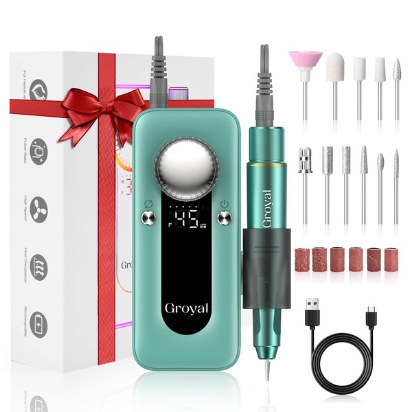 Electric Nail Drill, 45000RPM Cordless Portable Rechargeable Nail Drill for Acrylic Gel Nails, Professional Nail Drill Manicure Pedicure Polishing Shape Tools for Home Salon Nail Drill Kits