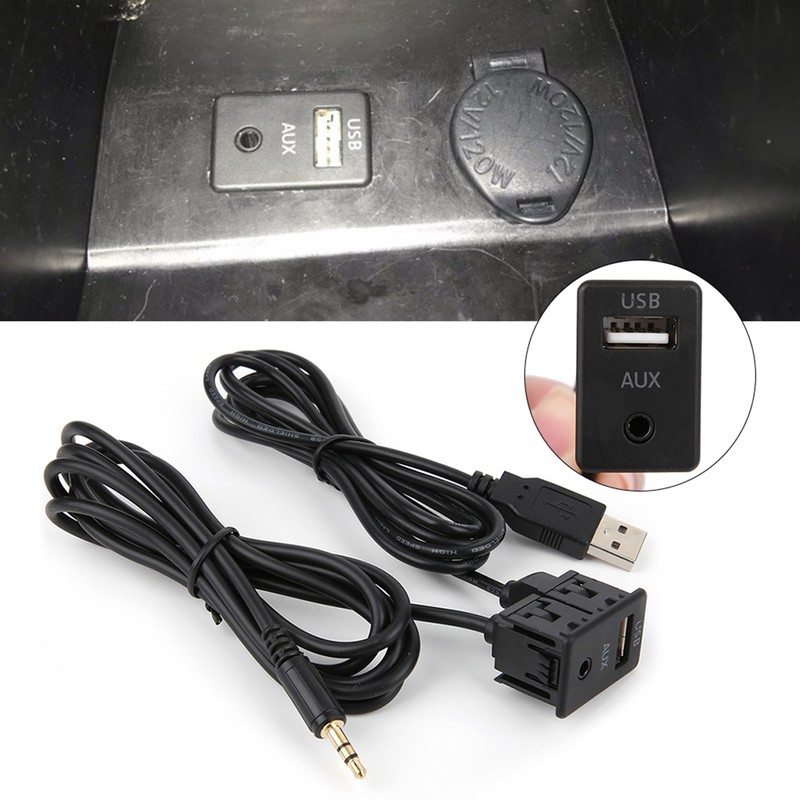 3.5mm AUX Extension Cable Adapter Flush Mount USB Port Headphone