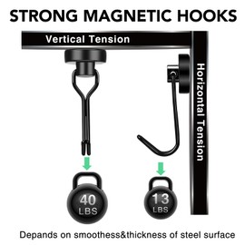 MIKEDE Magnetic Hooks 4 Pack 40Lbs Heavy Duty Neodymium Magnet Hooks Black Magnetic Swivel Hooks for Hanging Rust Proof Strong Magnets with Hook Magnetic Metal Hanger for Storage