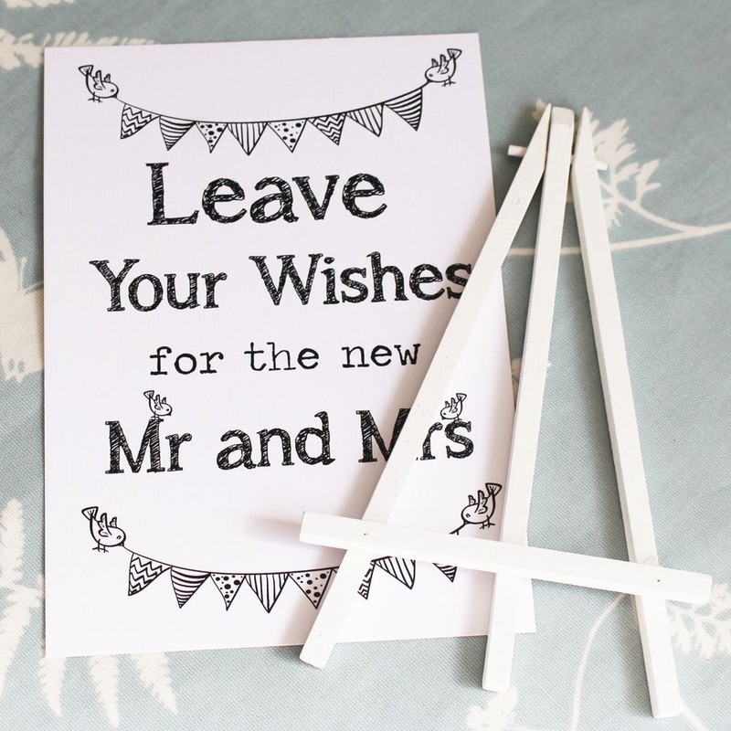 Wedding Card Box/Guest Book White Sign 'Leave Your Wishes' Sign