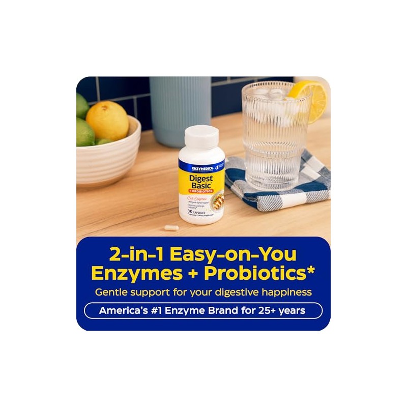 Enzymedica - Digest Basic + Probiotics, Essential Digestive Enzymes with