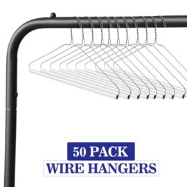 Yuntau 50 Pcs Wire Hangers Bulk Dry Cleaner Hangers with Tubs 16" Caped Clothing Hangers Suit Hangers Strut Hangers for Dry Cleaners or Home(Silver)