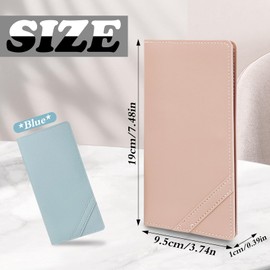 AfitLulu Ultra-Thin Long Wallet, Style Credit Card Holder for Women, 11 Card Slots Bifold Minimalist Wallet with Buckle for Cash/Credit Cards (Light Blue)