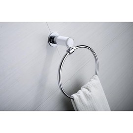 Qobobo Towel Ring Stainless Steel 304 Towel Rail Towel Rail Round Modern Style for Bathroom Living Room Kitchen Matt Chrome Bathroom Accessories Drilling