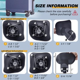 Replacement Luggage Wheel Repair Suitcase Bag Parts Spinner Wheels Casters (W041-S-a Pair 2 Pcs)