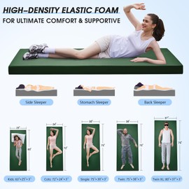 CYMULA Memory Foam Camping Mattress Pad 3 Inch Thick Portable Floor Sleeping Mat [car/Tent/Cot] Sleepover Guest Bed Roll up Mattress for Indoor Outdoor Travel with Bag(Kids 63 * 25 * 3")