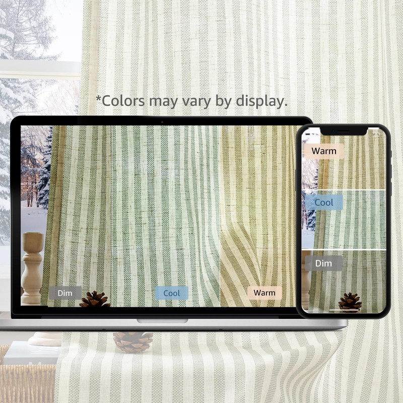 JINCHAN Linen Curtains for Living Room Sage Green on Beige