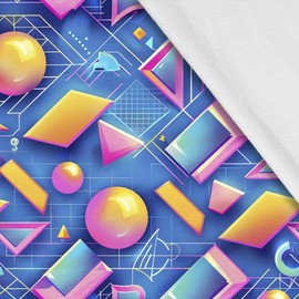 HEKO PANELS Softshell Stoff Meterware Outdoor Stoff Wasserfest Mit Fleece Stoff Zum Nähen Nähstoffe Windfest Für Jacke Wandern Sport Overall Buntes Geometrisches Muster 80s 2 Meter 145 x 200 cm