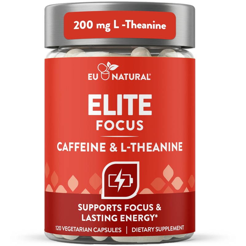 Eu Natural Cápsulas de Cafeína con L-Teanina, Suplemento Alimenticio para