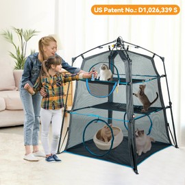 ITENT Cat Enclosure Kitten and Cat Tower Tent for Indoor and Outdoor,3 Tier Cat Cage Inside, X-Large Outdoor Catio,Portable and Foldable,Two Doors Design can Assemble More Shapes (Patent Pended)