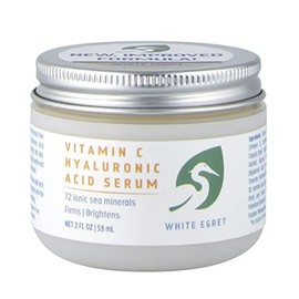 White Egret Crema de ácido hialurónico con vitamina C, 2 onzas