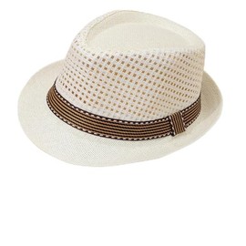 Straw Panama Fedora Hat Jazz Hat for Men Women Sun Hat Short Brim Summer Beach Hat Foldable Travel Beige