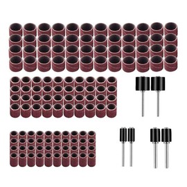126 Pieces Sanding Drum Kit Including 120 Pieces Drum Sander 120 Grit Nail Sanding Band Sleeves and 6 Pieces Drum Mandrels for Rotary Tools