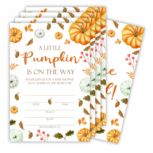 Ketsord Autumn Baby Shower Invitation Sets - A Little Pumpkin