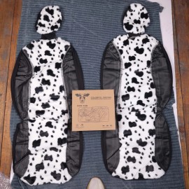 COW CAR Cow Fluffy Seat Covers Two Front with Bling Diamond, Warm Winter Fuzzy S