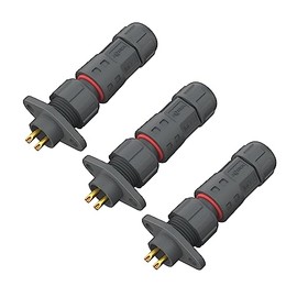 AOHUA IP68 Waterproof Connector (6-Pack), M12 2-Pin Outdoor Electrical Plug,(300V/5A) Female Plug & Front Male Scoket (Oval) for Cables Ø3.5-7.5mm (AH-M12-0502FME/MFZ01112)