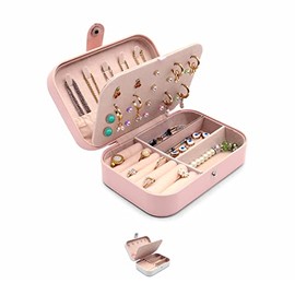 Raganet, Estuche Joyero Portatil, Alhajero de Organización con 2 Compartimientos Separados, Organizador Alajero para Aretes, Pulseras Anillos y Todo T