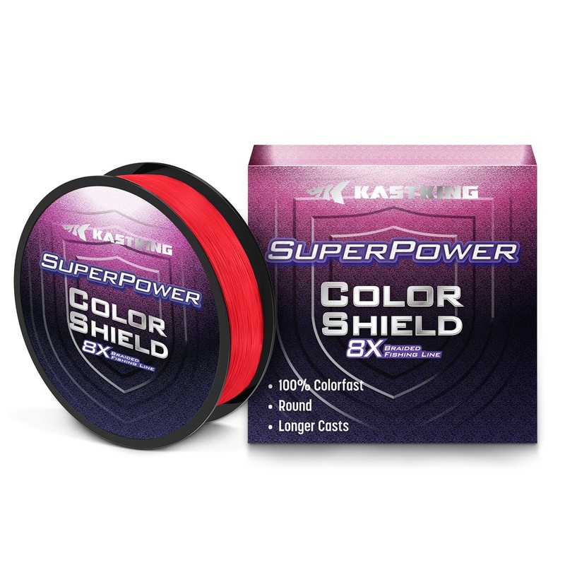 KastKing Superpower ColorShield Braided Fishing Line, Red,10LB,150Yards,X8