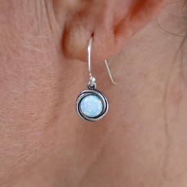 Opal earrings, Sterling silver 925 white Opal dangle earrings for women, Minimalist stone earrings, Vintage earring, Girl earring, Birthstone earrings, Vintage earrings, White stone earrings