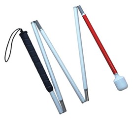 Blind Long Stick White Folding Long Stick with Rubber Handle Plastic Rolling Tip 5 Pieces 6 Sizes (115 cm (45.3 Inch) Black Handle