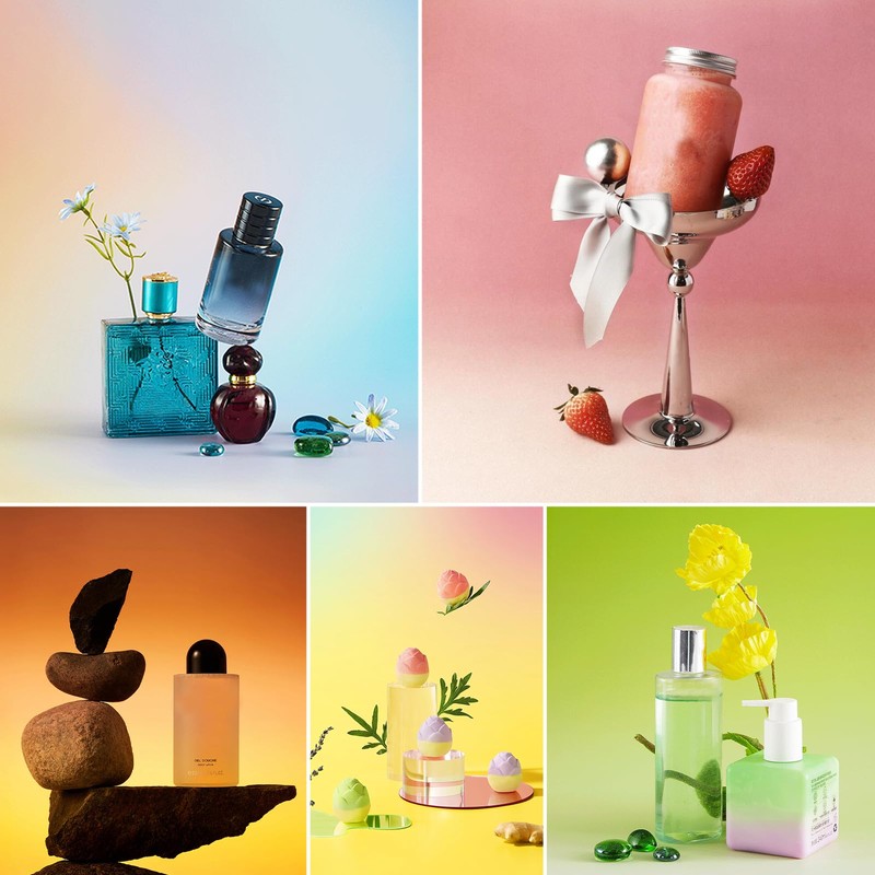8PCS 16Patterns Product Photography Backdrops: Flat Lay Seamless 34x23in Gradient