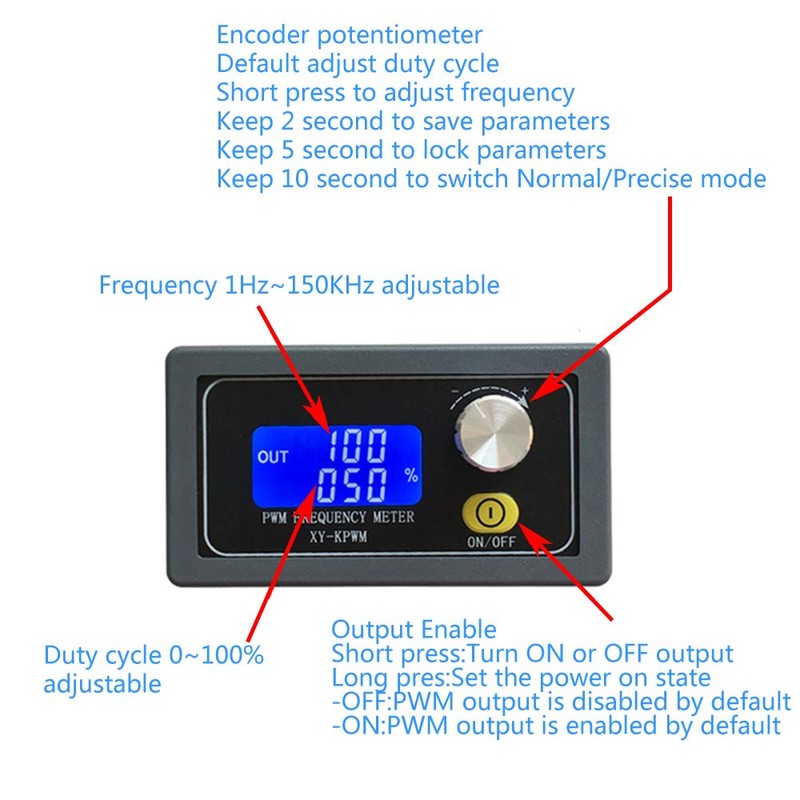 MiOYOOW PWM Frequency Generator, 1-Channel 1Hz-150KHz Adjustable Pulse Duty Cycle