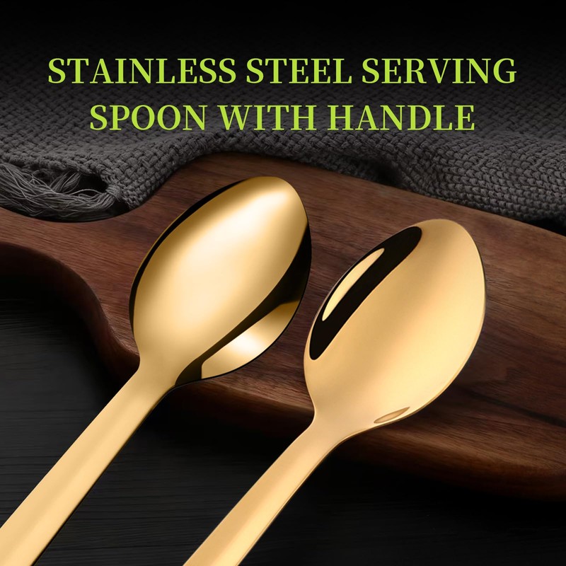 TUPMFG 6 Pieces Serving Spoons Set,Food Grade Stainless Steel Large