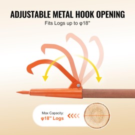 Happybuy Log Peavey, 46.5 in Wooden Handle, Heavy Duty Log Lifter with 18 in Max Opening, Rust-Resistant Log Jack Cant Hook for Rolling, Raising & Turning Logs