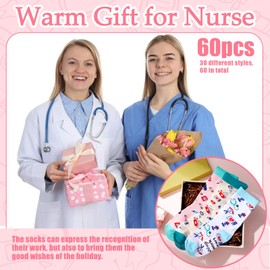 Shinymoon 60 Pairs Funny Teacher/Nurse Socks If You Can Read This/Is off Duty for Teacher Appreciation Thank You Gift(Novel)