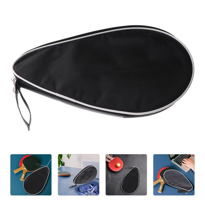 Black Half Round Pong Paddle Storage Bag 180-Degree Opening Compact