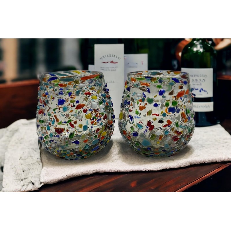 Mexican Confetti Rock Wine Glasses - Set of 2 |