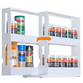 UHAPEER Spice Rack Rotating Plastic Extendable Kitchen Bathroom Counter