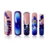 Extra long Press on Nails Curved Nail Tips Blue French