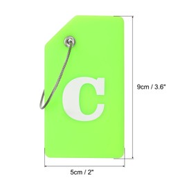 MECCANIXITY Silicone Luggage Tags 3.6"x2" Identifier ID Card Holder Labels for Travel Suitcase Bag Initial Letter C, Green, Pack of 2