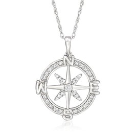 Ross-Simons 0.20 ct. t.w. Diamond Compass Pendant Necklace in Sterling Silver. 18 inches