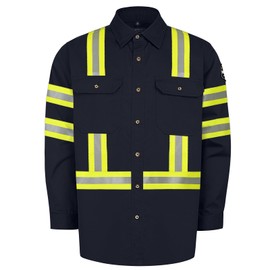 Uno Mejor FR Shirts for Men 7.5oz Welding Shirt, 100% C High Visibility Flame Resistant Welding Jacket, Men's Fire Retardant FR Clothing for Men, Durable Welding Gear, Meet NFPA2112, Navy-ZRWD XL