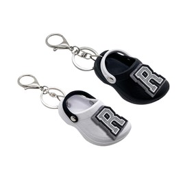 MZLGEK Cute Shoe Keychains with Initial Letters, Mini Backpack Key Chains Charms.(White, R), White, Mini
