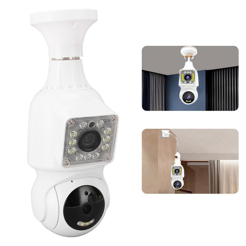 FHD 1080P Dual Lens Light Bulb Security Camera 360 Degree